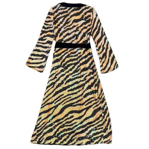 RIXO London Gigi Midi Sequin Dress In Tiger - Picture 10 of 13